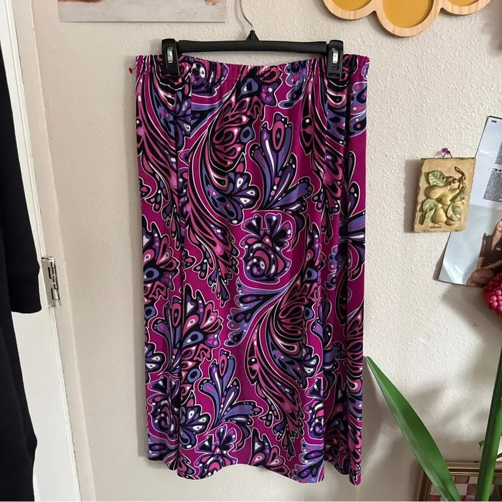 Bob Mackie Wearable Art Midi Skirt M